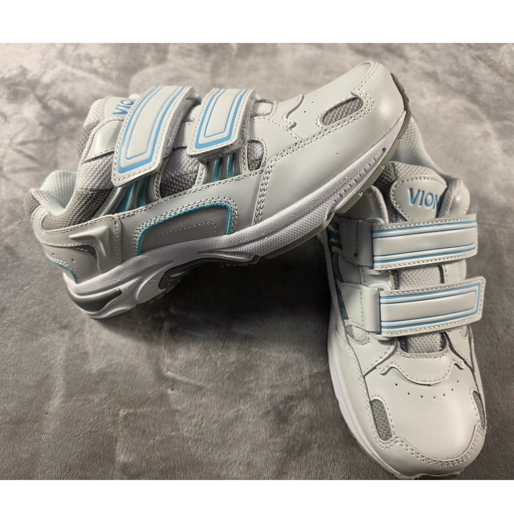 Vionic Tabi Walking Shoes Womens‎ 5 Wide White Blue Orthotic Double Strap NEW